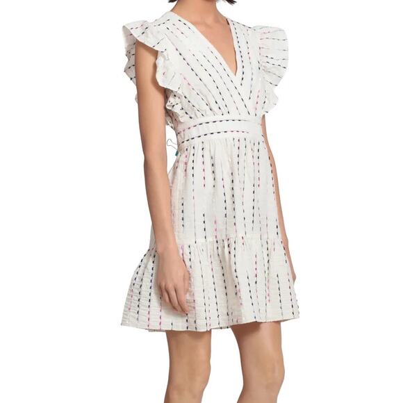 New ~ DONNA MORGAN ~ Ruffled Sleeves Rosalind Mini Dress Size 12 - Picture 3 of 8